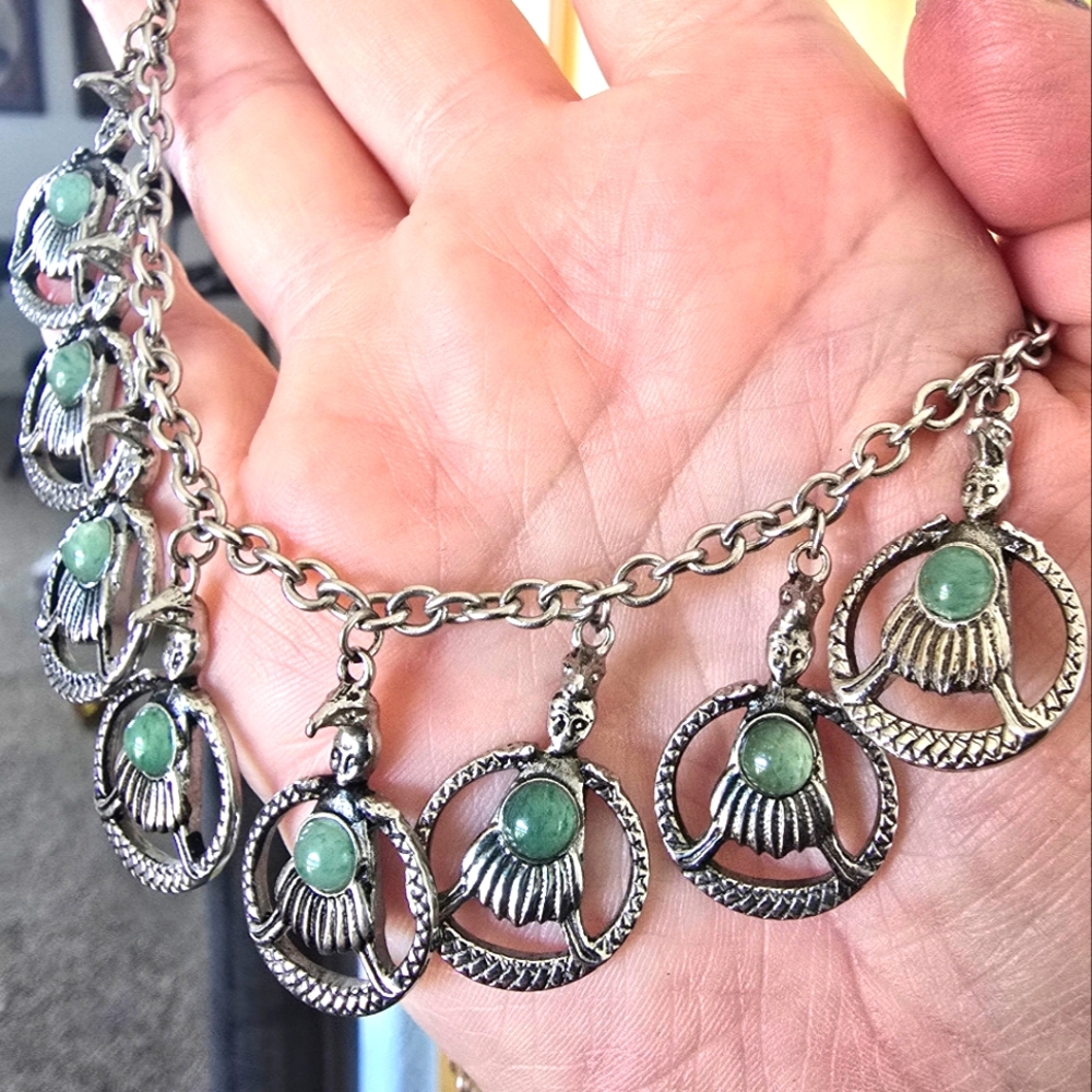 Evil Pawn Jewelry Green Aventurine Vefreyja Warrior Goddess Necklace